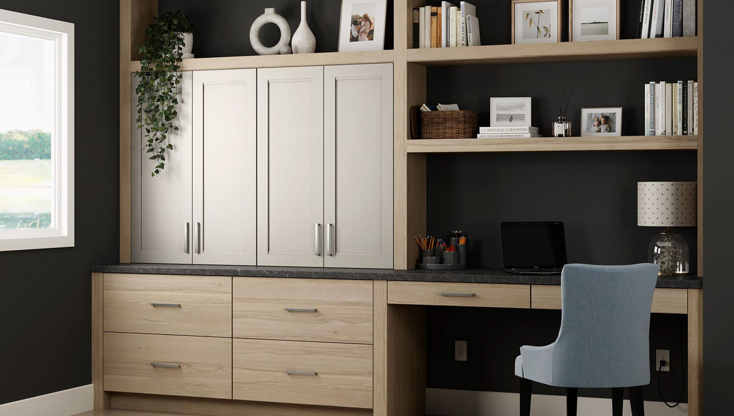 Adding a home office space that coordinates seamlessly with the other cabinetry and millwork throughout your home creates a fantastic place to get work done from home. 
