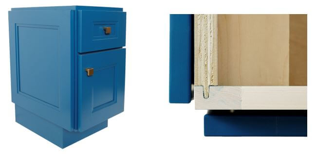 Fixed Door on End plus a close-up of joinery, Dura Supreme Cabinetry