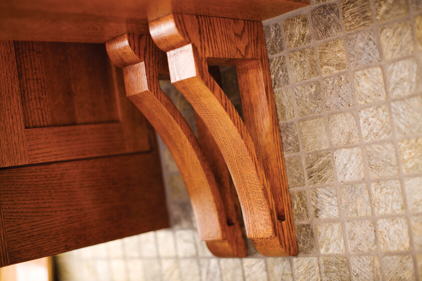 Corbels with a hand-crafted and traditional look are ideal for a Craftsman kitchen design.