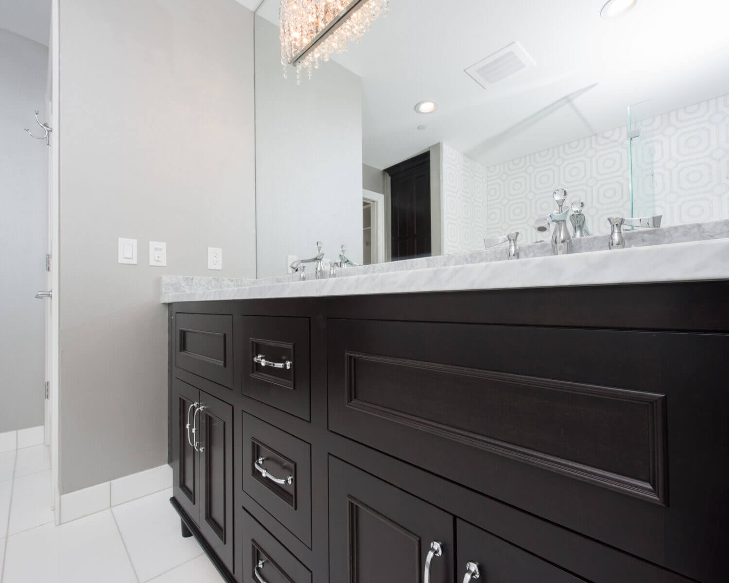 Dark Stained Bathroom Vanity with Dual Sinks - Dura Supreme Cabinetry