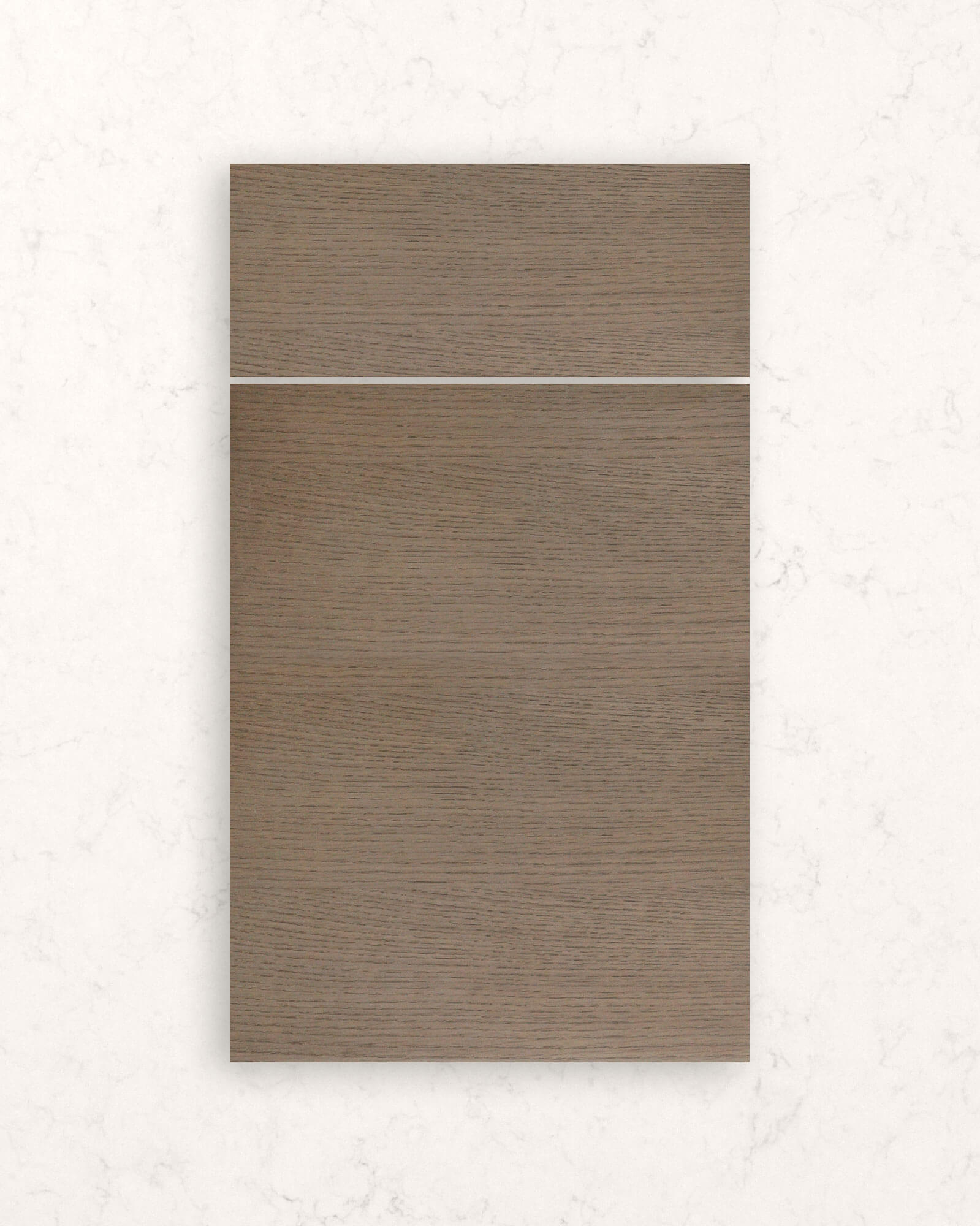 Moda-Horizontal slab door cabinetry in Cashew features Quarter-Sawn White Oak veneer with a continuous horizontal grain pattern that highlights the wood's natural beauty and distinctive character. This modern cabinet style brings warmth, texture, and architectural sophistication to contemporary interiors.