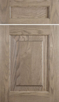 An elegant raised panel door style called Hawthorne by Dura Supreme is shown here in a light stain with a true-brown undertone.