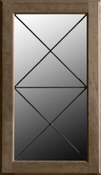 This leaded glass option LG-45, for cabinet door inserts features a pattern with 2 stacked X shapes. Choose from multiple glass and caming options.