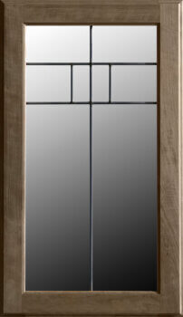 This leaded glass option LG-48, for cabinet door inserts features a sophisticated craftsman style inspired pattern. Choose from multiple glass and caming options.