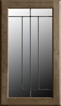 This leaded glass option LG-49, for cabinet door inserts features an elegant, classic styled inspired pattern with tall vertical lines.
