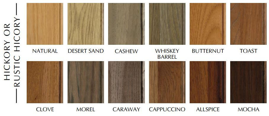 Hickory and Rustic Hickory cabinet finish stain colors from Dura Supreme Cabinetry.