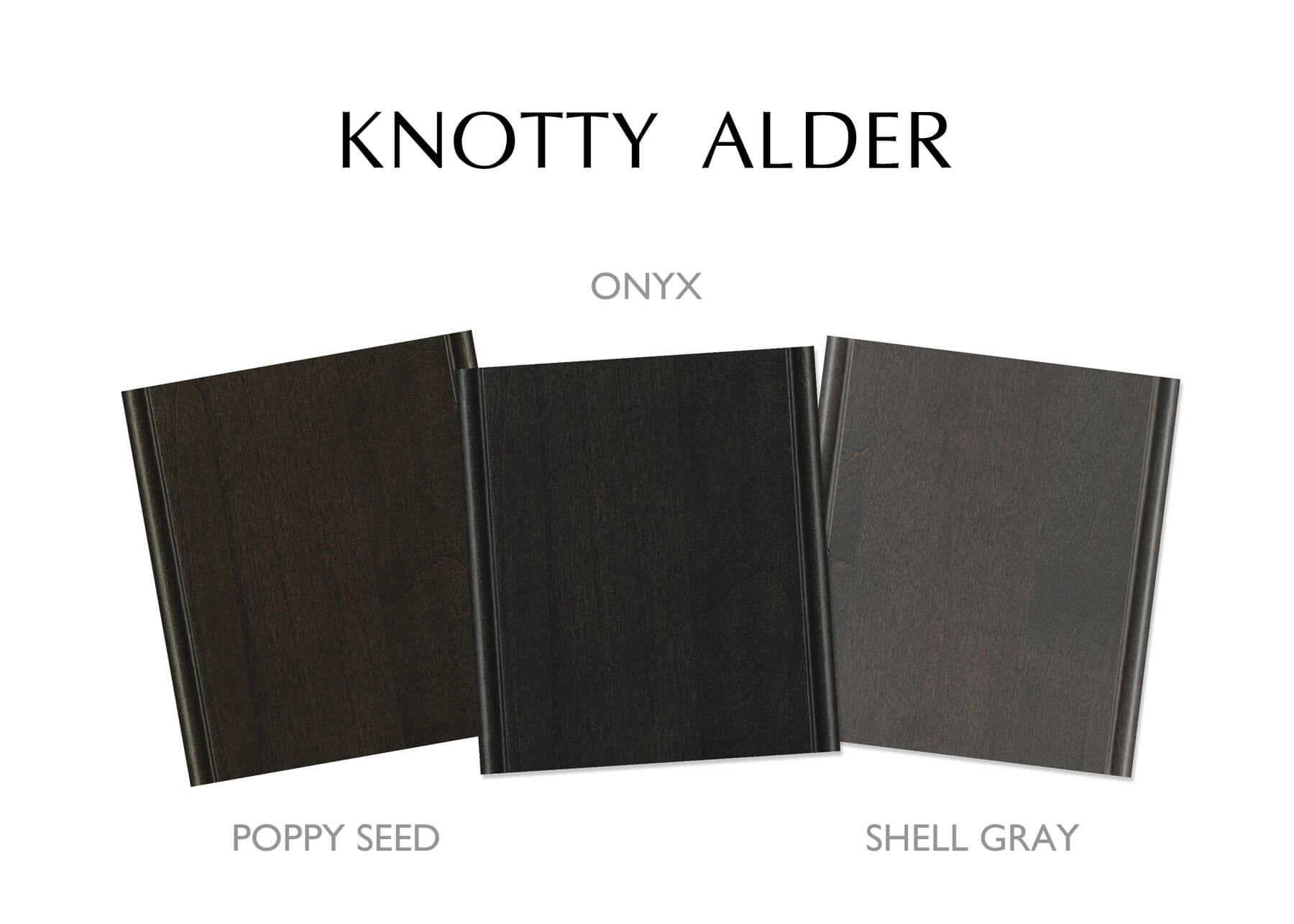 Black cabinet stain finishes from Dura Supreme for Knotty Alder wood cabinets.