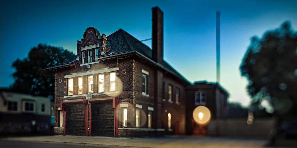 A historic firehouse in Detroit converted into a family home and condo.