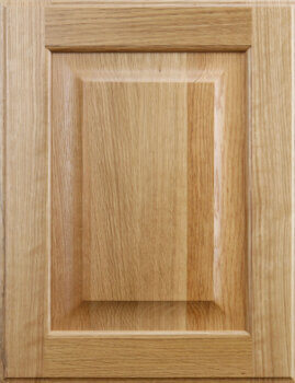 A close up of a cabinet door made with natural Quarter-sawn White Oak wood from Dura Supreme.