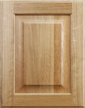 A close up of a cabinet door made with natural Quarter-sawn White Oak wood from Dura Supreme.
