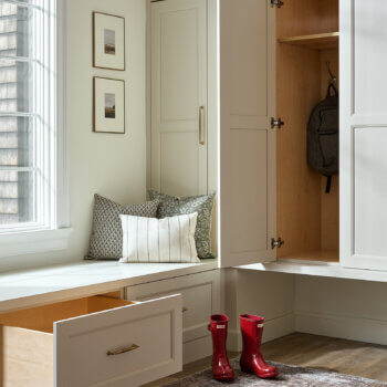 With Dura Supreme Cabinetry, entryways and mudrooms can be outfitted with custom lockers, boot benches and coat racks. 