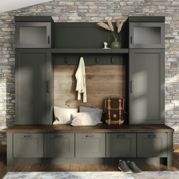 With Dura Supreme Cabinetry, entryways and mudrooms can be outfitted with custom lockers, boot benches and coat racks. 